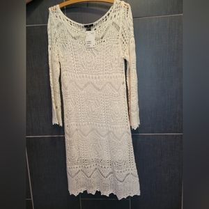 H&M White Crochet-like Dress Size Small